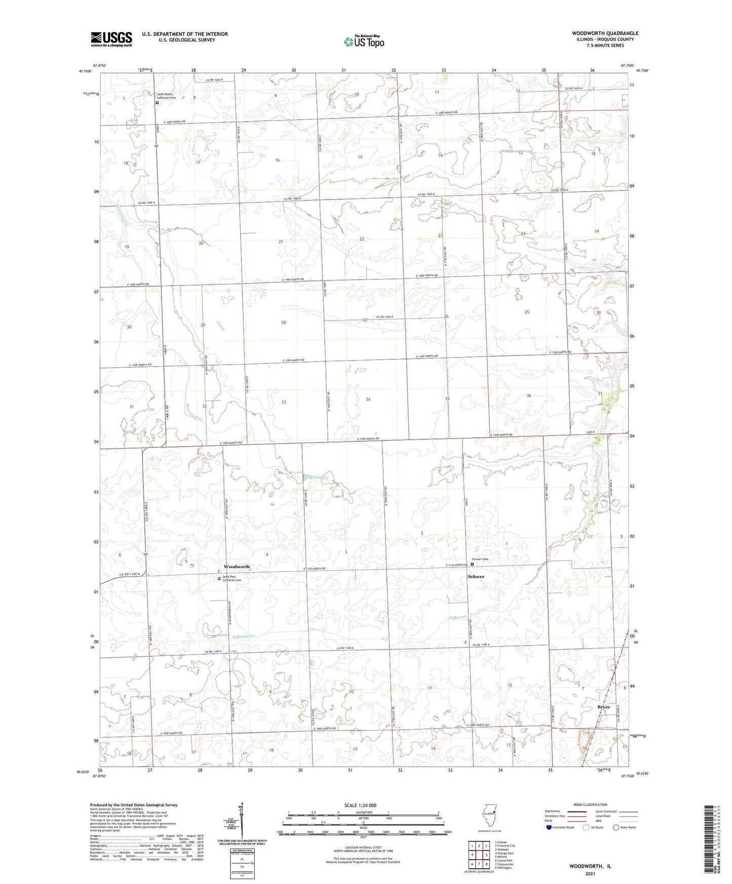 Woodworth Illinois US Topo Map Image