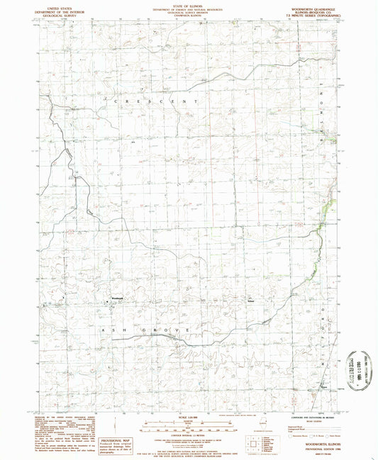 Classic USGS Woodworth Illinois 7.5'x7.5' Topo Map Image