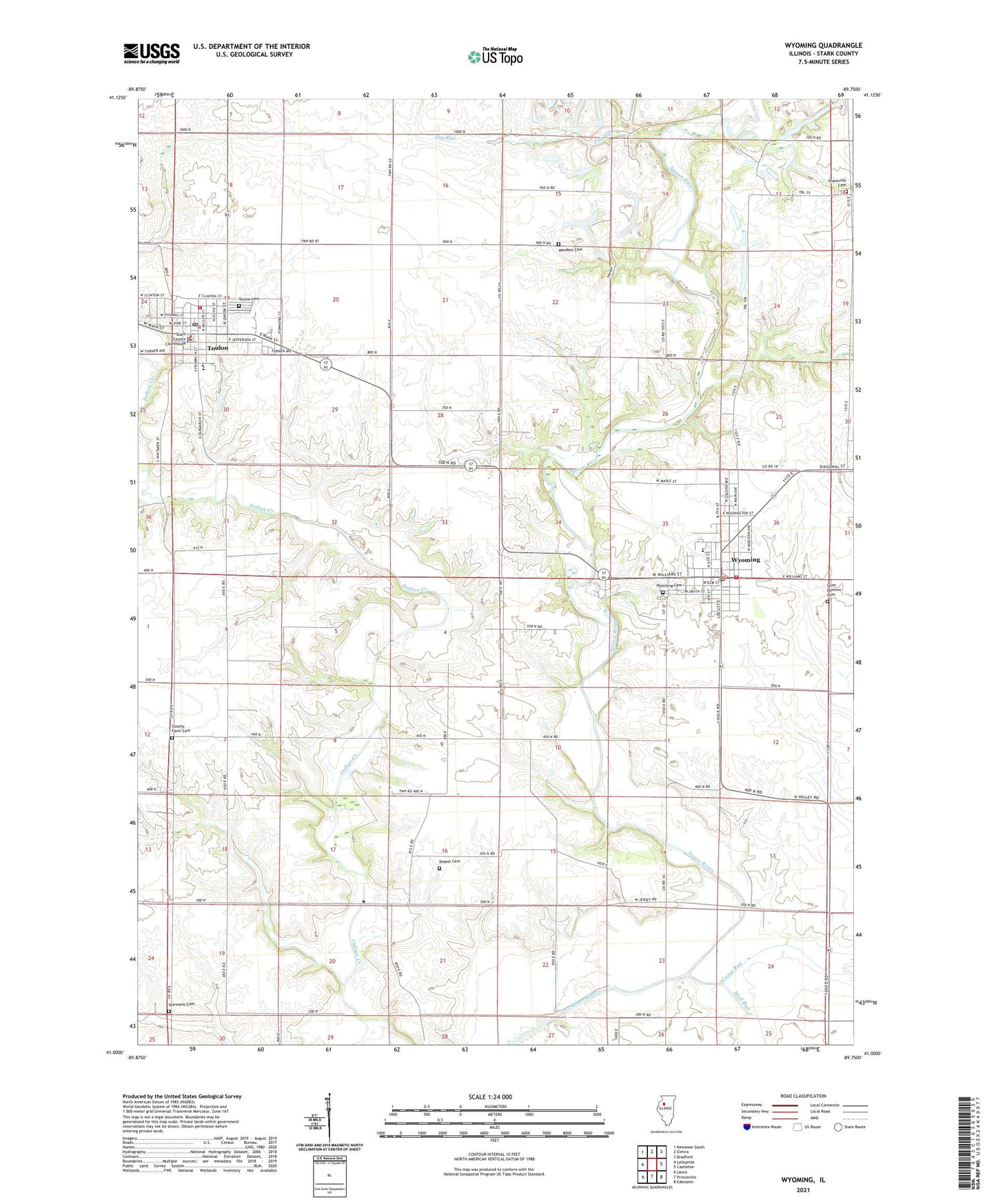 Wyoming Illinois US Topo Map Image