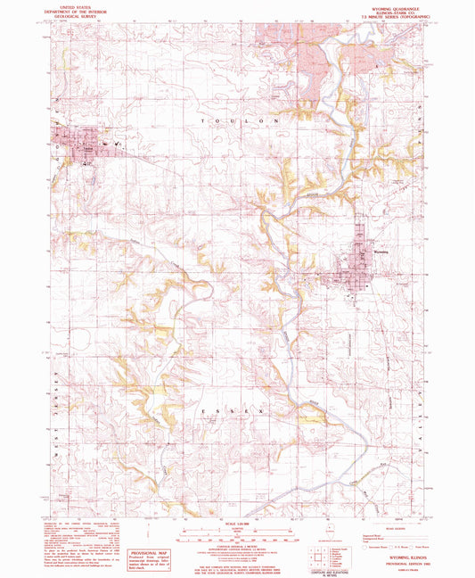 Classic USGS Wyoming Illinois 7.5'x7.5' Topo Map Image