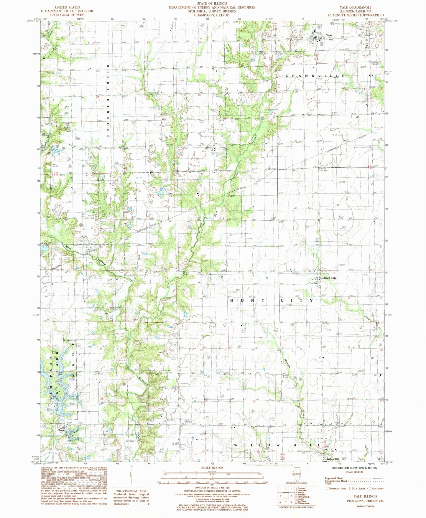 Classic USGS Yale Illinois 7.5'x7.5' Topo Map Image