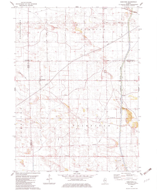 Classic USGS Yorktown Illinois 7.5'x7.5' Topo Map Image