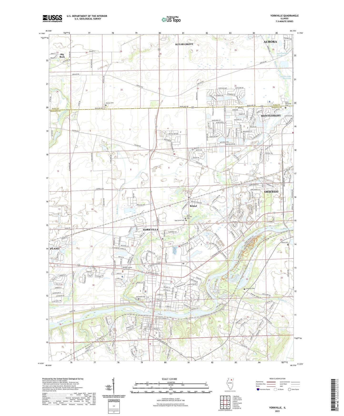 Yorkville Illinois US Topo Map Image