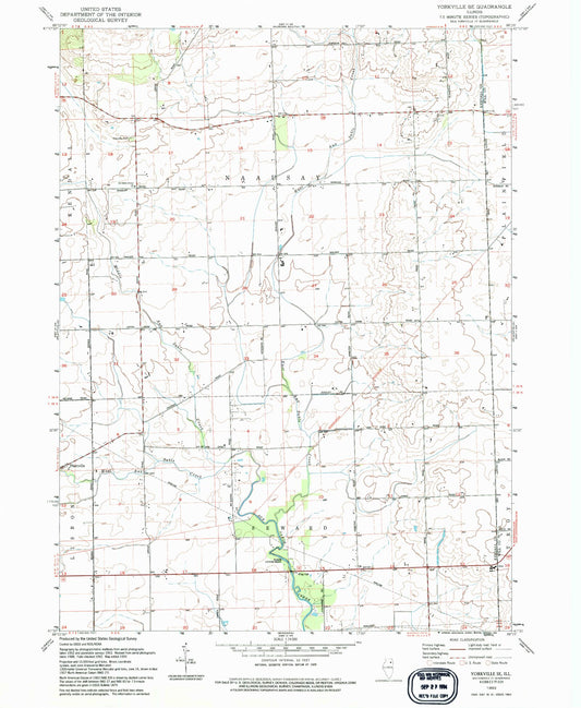 Classic USGS Yorkville SE Illinois 7.5'x7.5' Topo Map Image