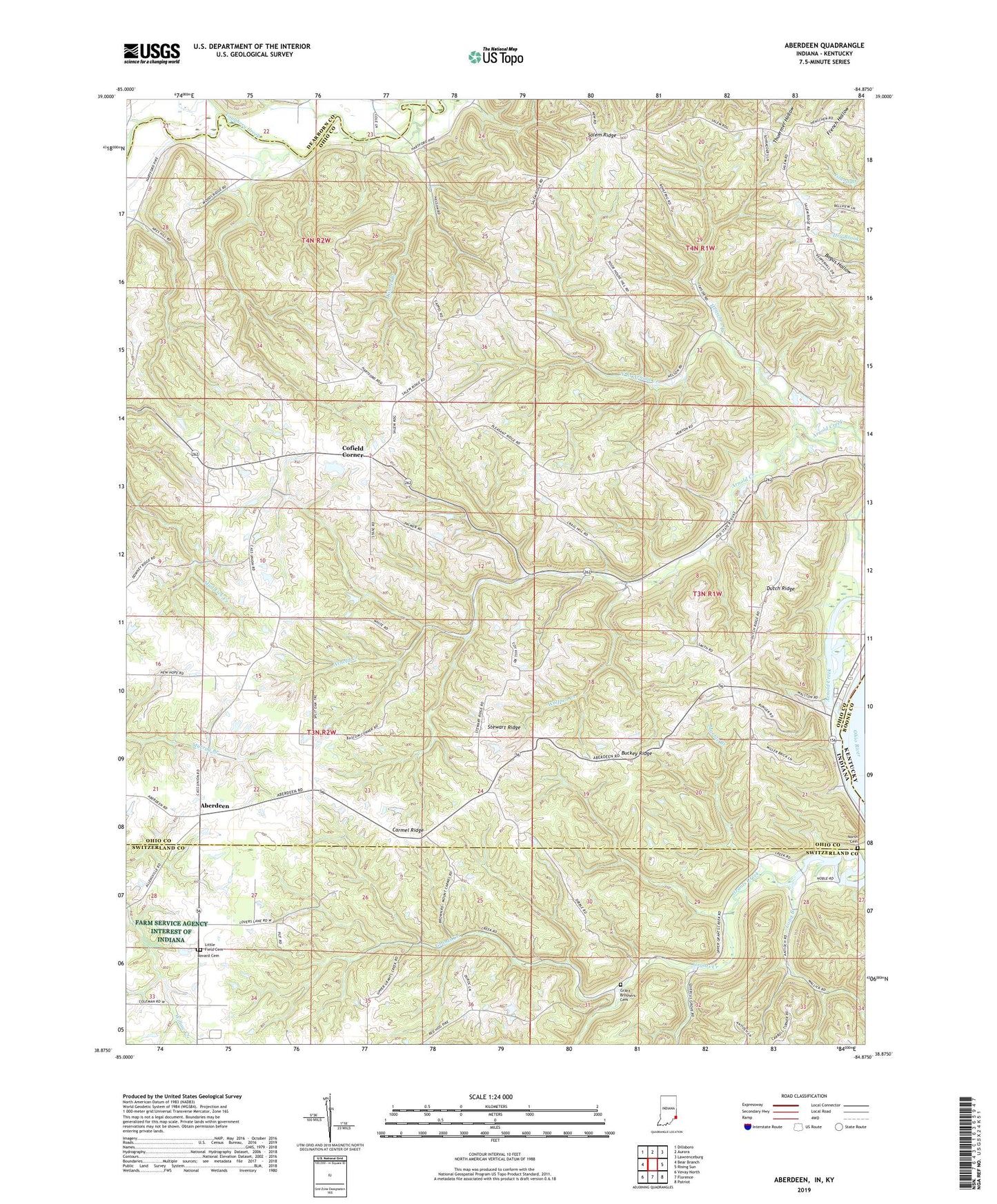 Aberdeen Indiana US Topo Map Image
