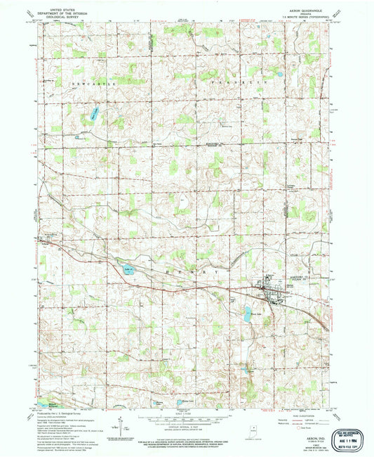 Classic USGS Akron Indiana 7.5'x7.5' Topo Map Image