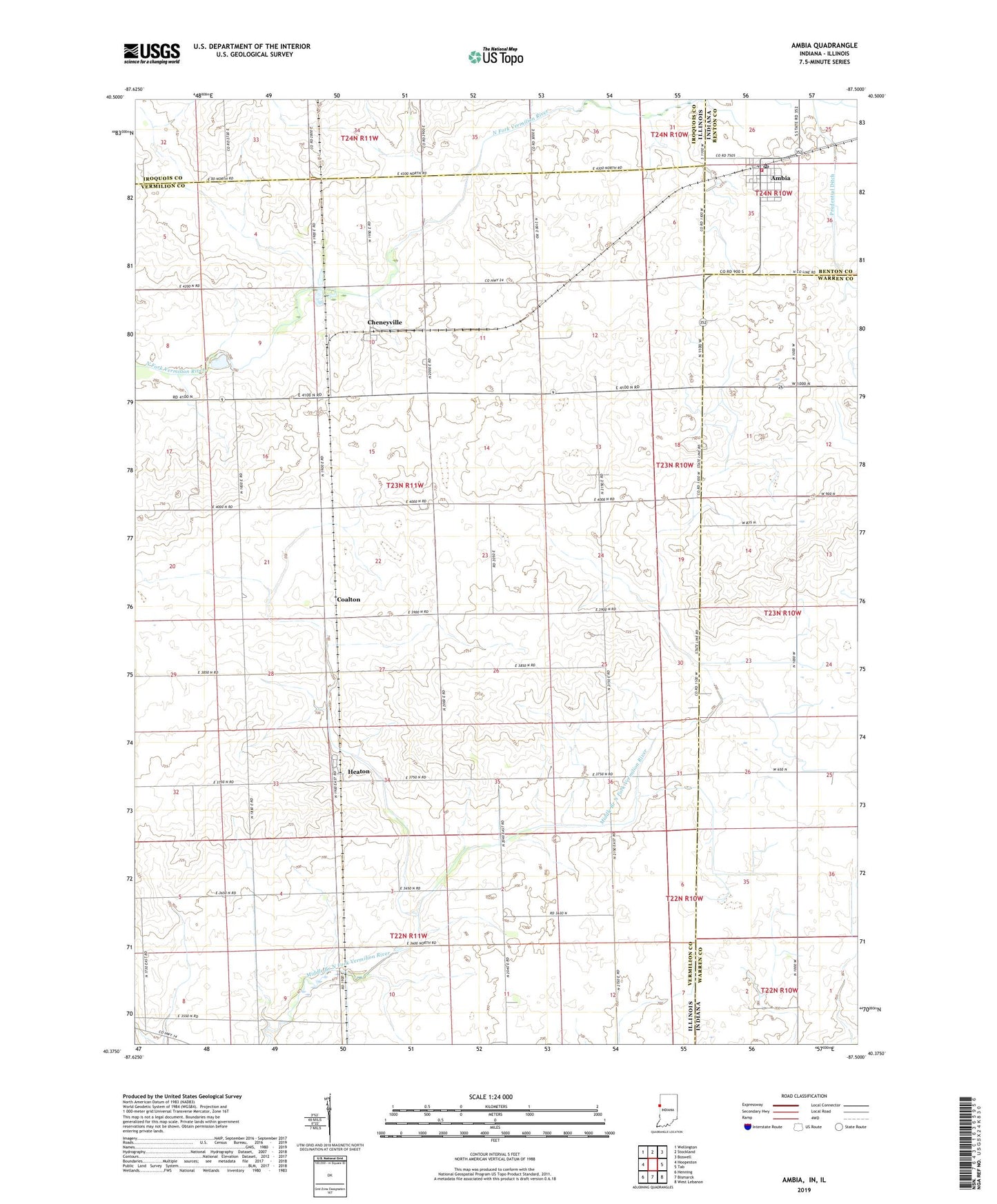Ambia Indiana US Topo Map Image