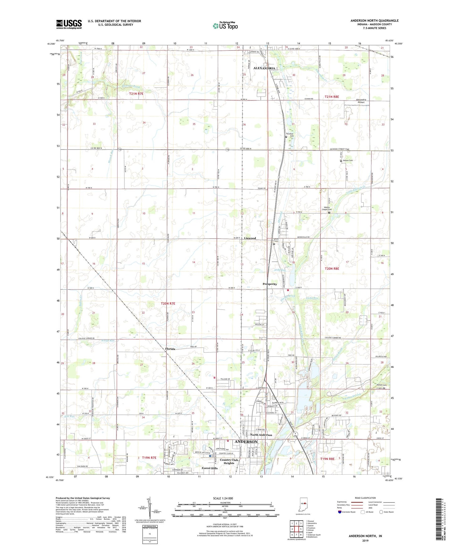 Anderson North Indiana US Topo Map Image