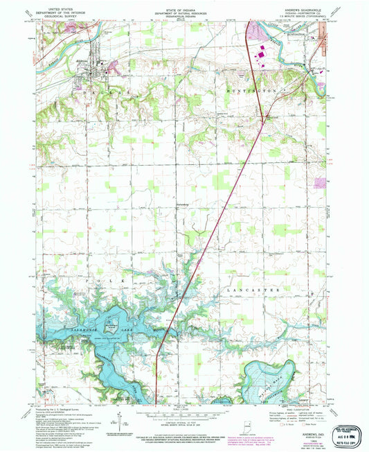 Classic USGS Andrews Indiana 7.5'x7.5' Topo Map Image