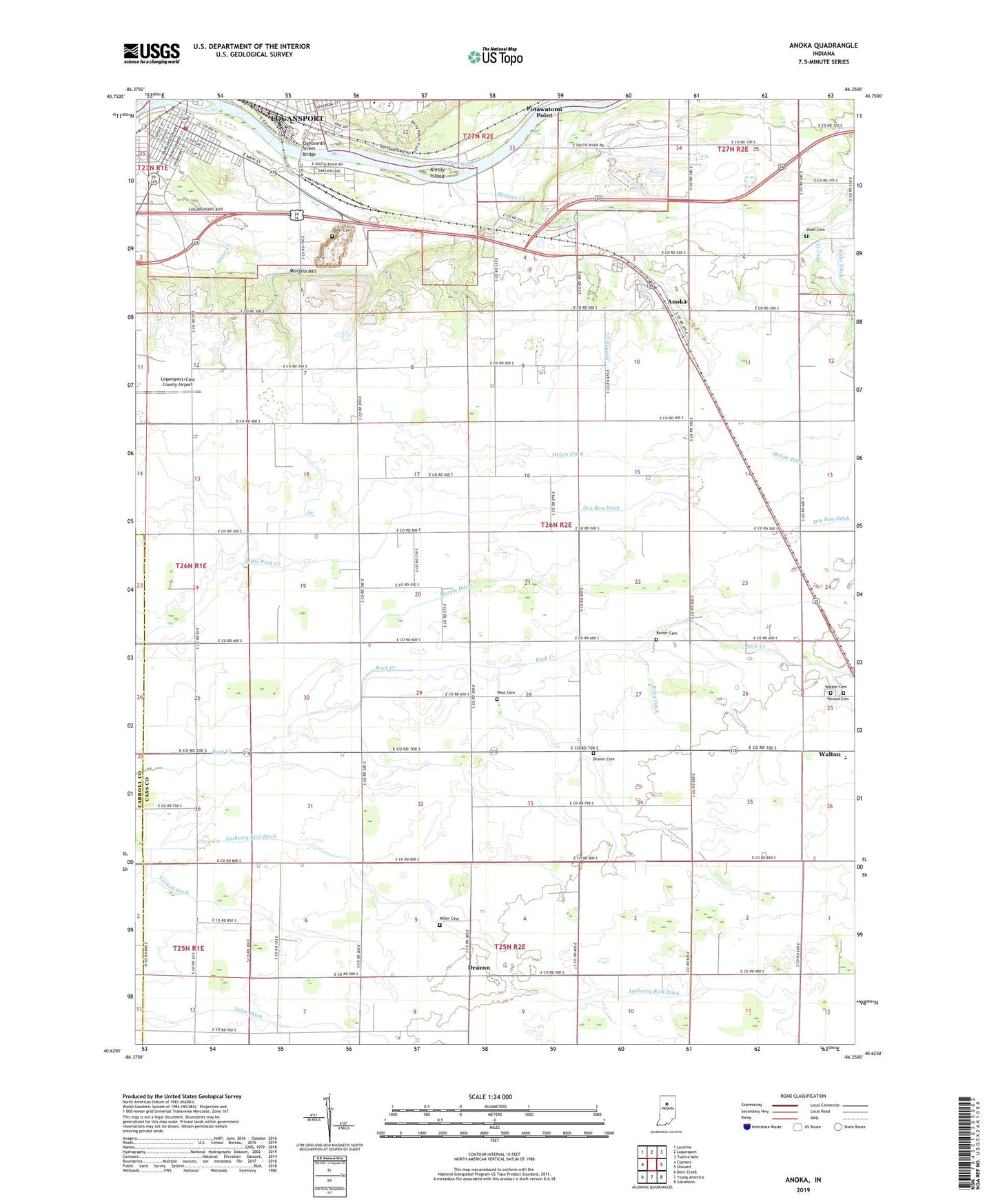 Anoka Indiana US Topo Map Image