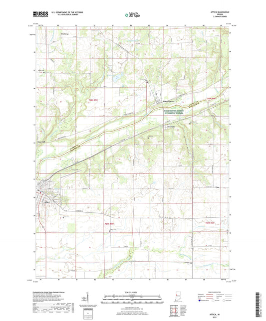 Attica Indiana US Topo Map Image