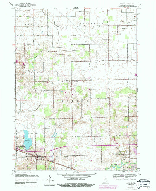 Classic USGS Atwood Indiana 7.5'x7.5' Topo Map Image