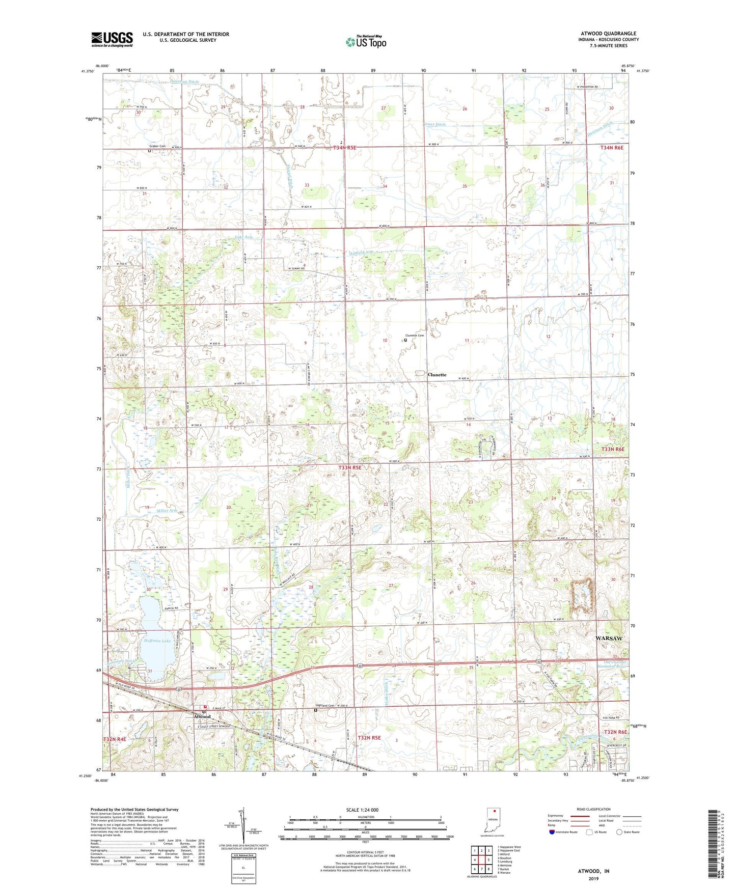 Atwood Indiana US Topo Map Image