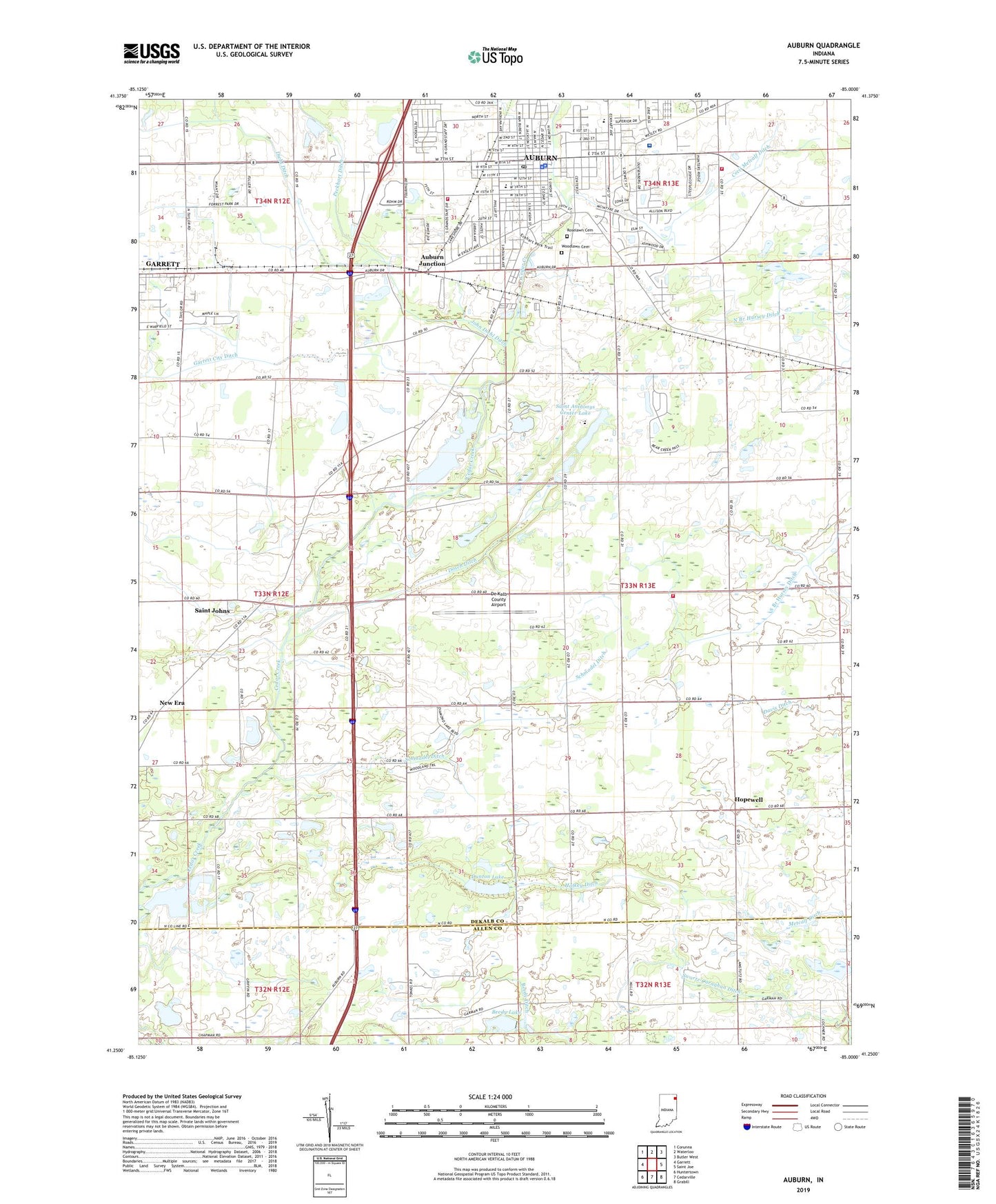Auburn Indiana US Topo Map Image