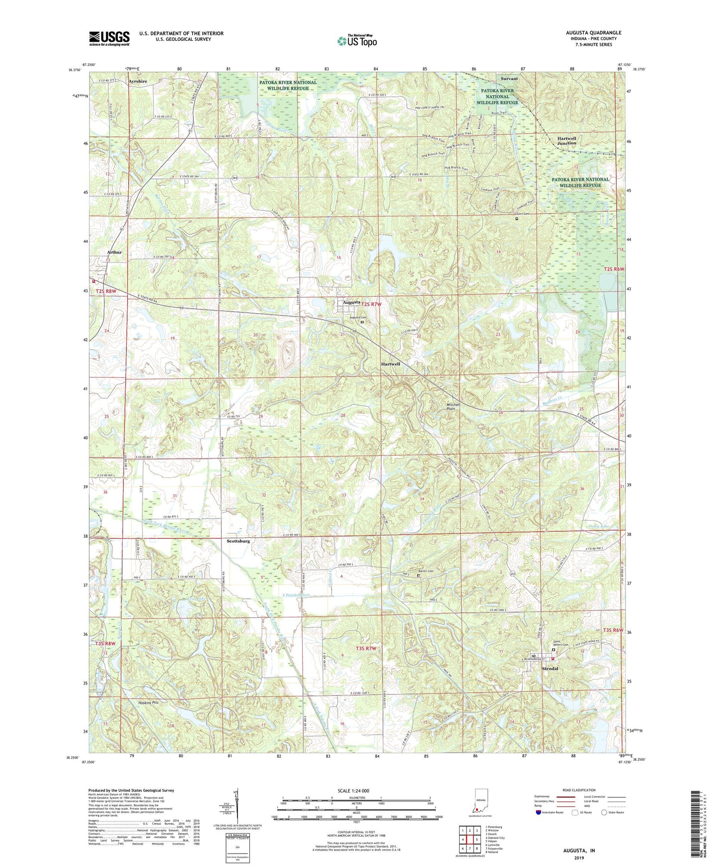 Augusta Indiana US Topo Map Image