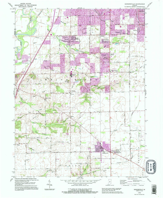 Classic USGS Bargersville Indiana 7.5'x7.5' Topo Map Image