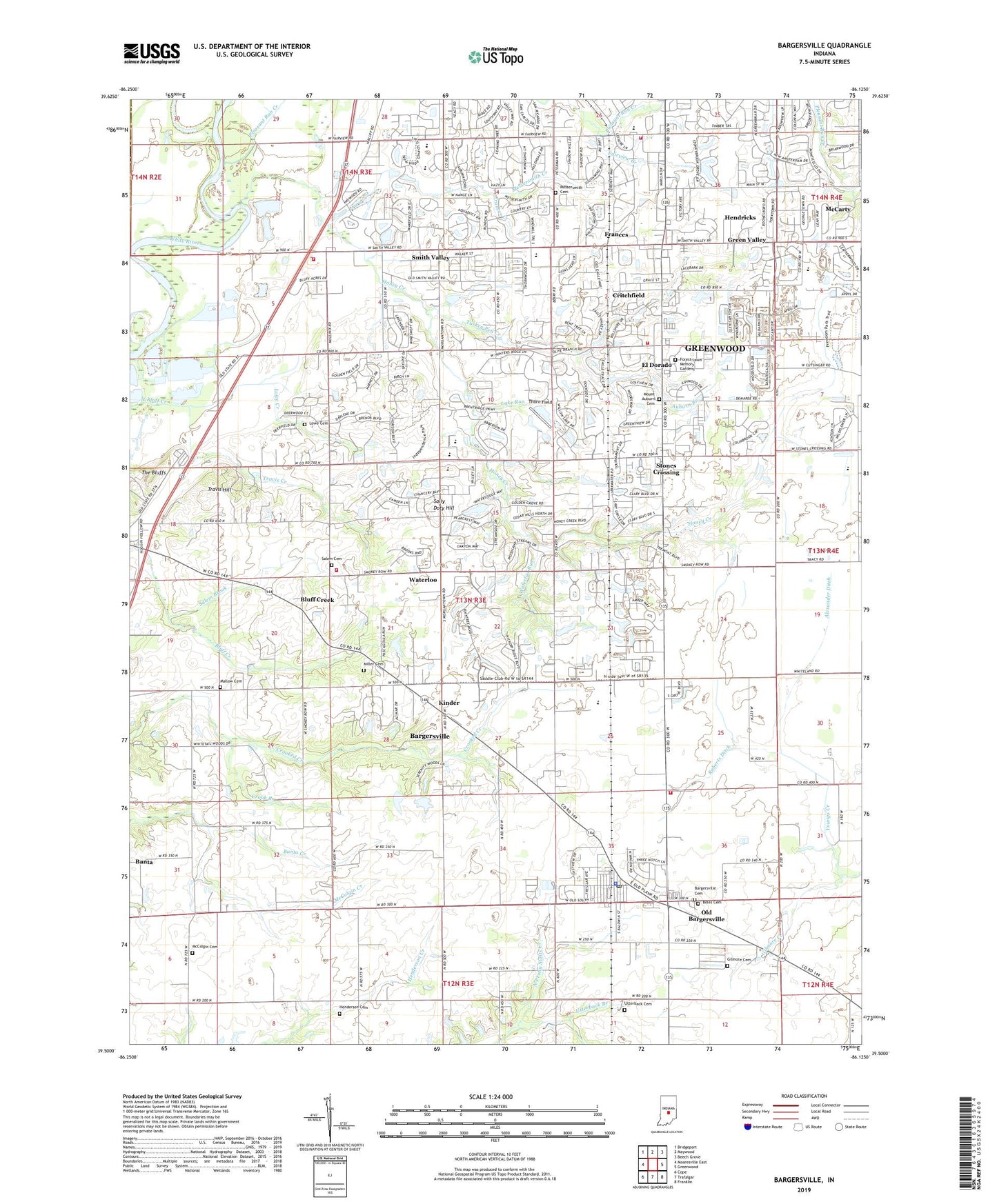 Bargersville Indiana US Topo Map Image