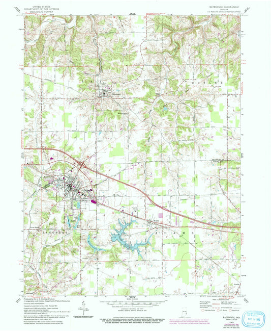 Classic USGS Batesville Indiana 7.5'x7.5' Topo Map Image