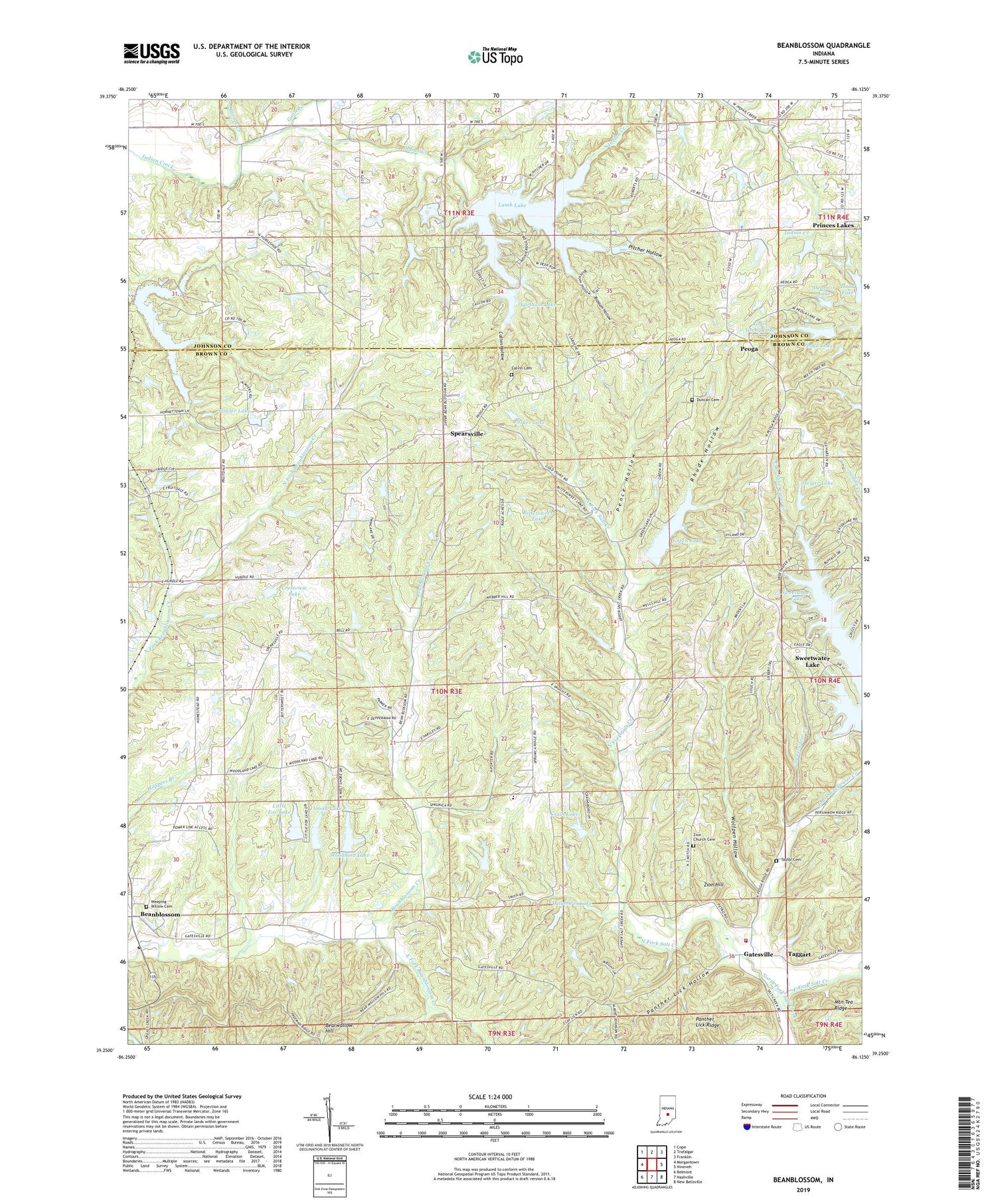 Beanblossom Indiana US Topo Map Image