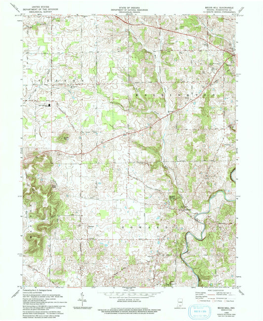 Classic USGS Becks Mill Indiana 7.5'x7.5' Topo Map Image