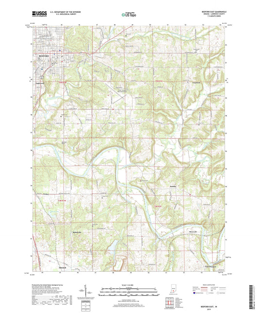 Bedford East Indiana US Topo Map Image