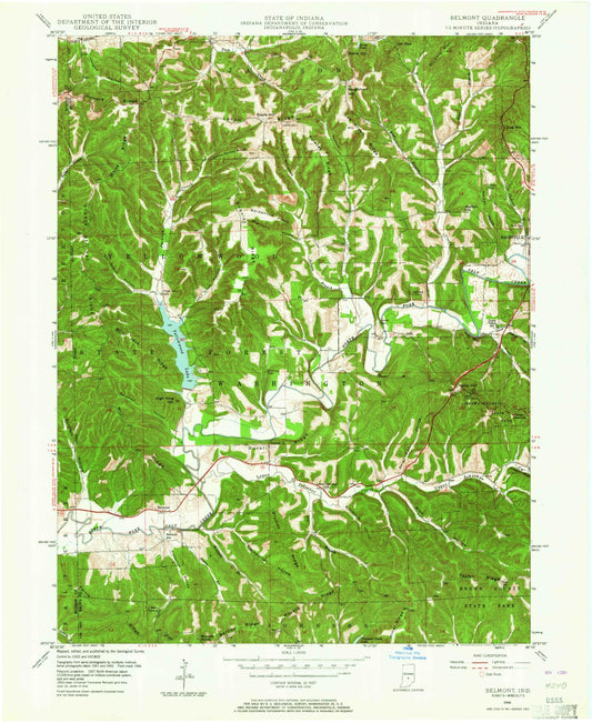 USGS Classic Belmont Indiana 7.5'x7.5' Topo Map Image