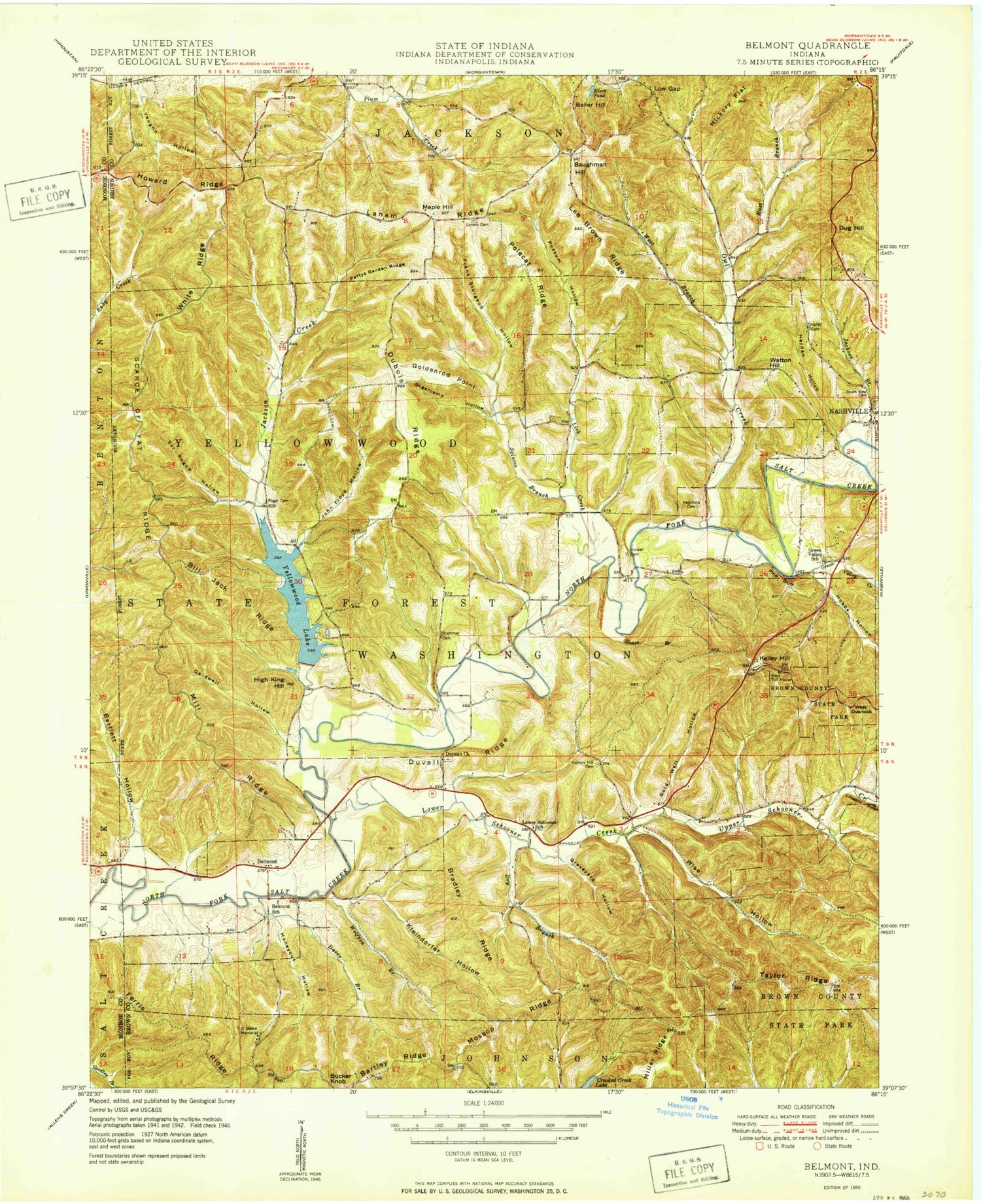 USGS Classic Belmont Indiana 7.5'x7.5' Topo Map Image
