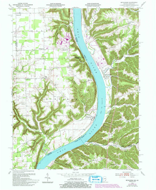 Classic USGS Bethlehem Indiana 7.5'x7.5' Topo Map Image