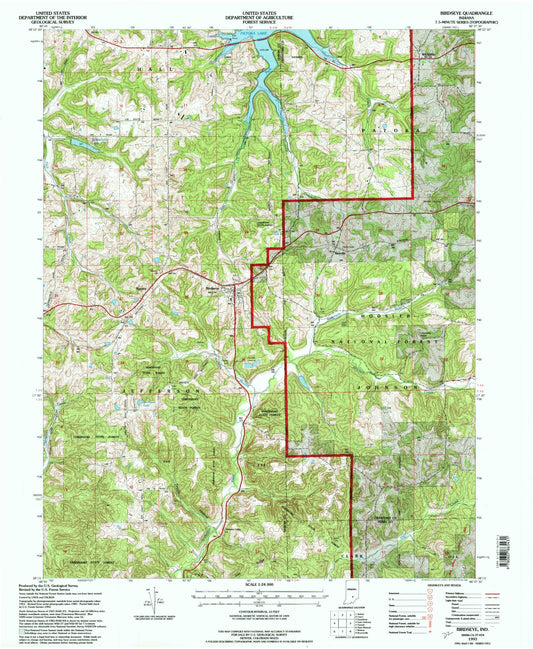 Classic USGS Birdseye Indiana 7.5'x7.5' Topo Map Image