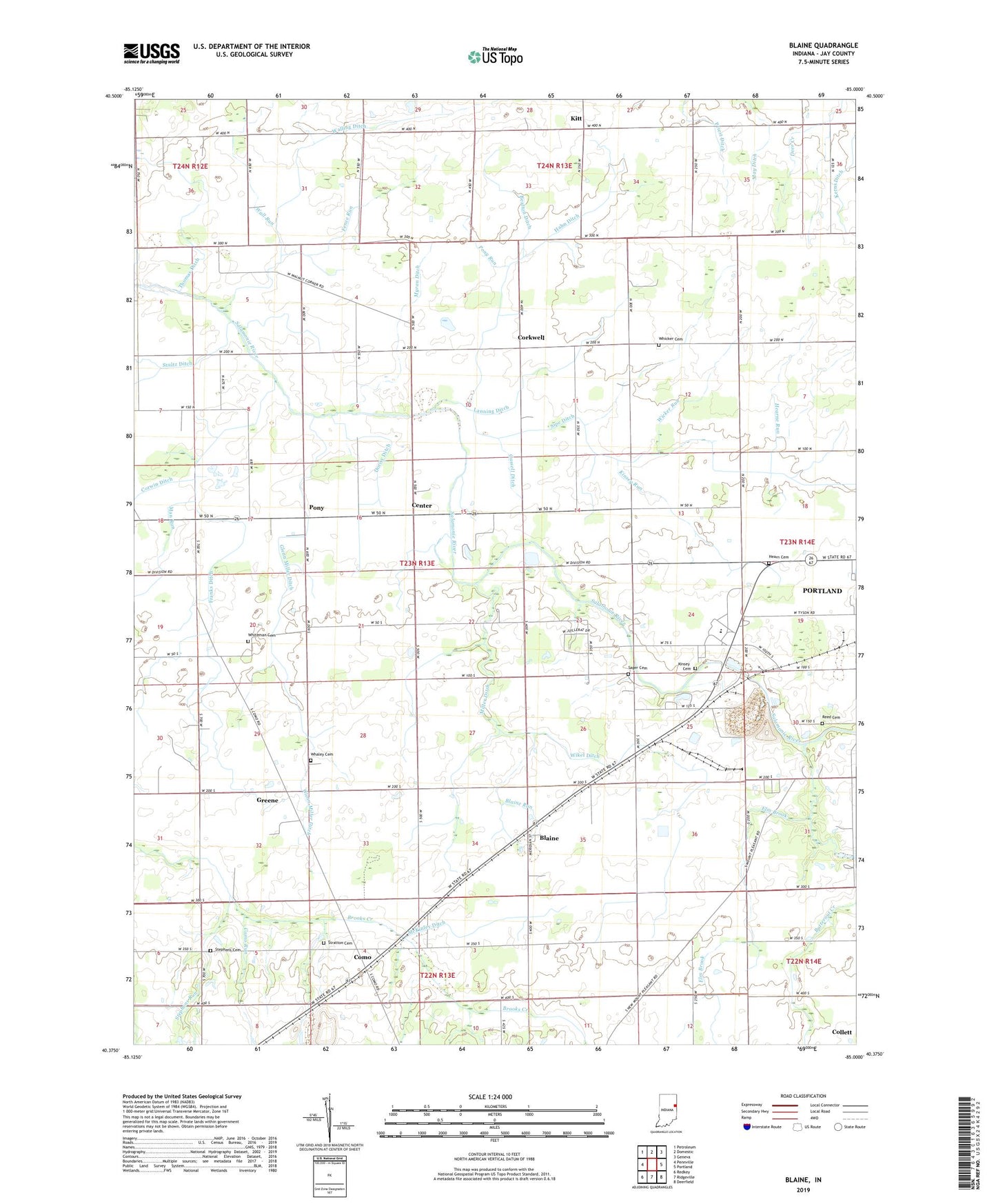Blaine Indiana US Topo Map Image