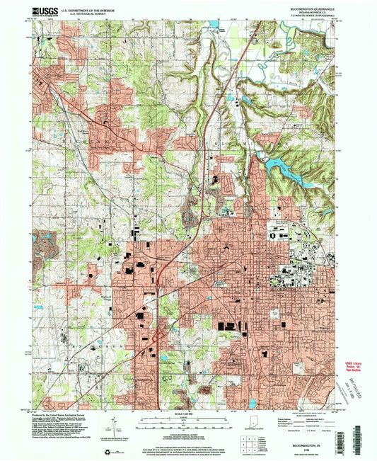 Classic USGS Bloomington Indiana 7.5'x7.5' Topo Map Image
