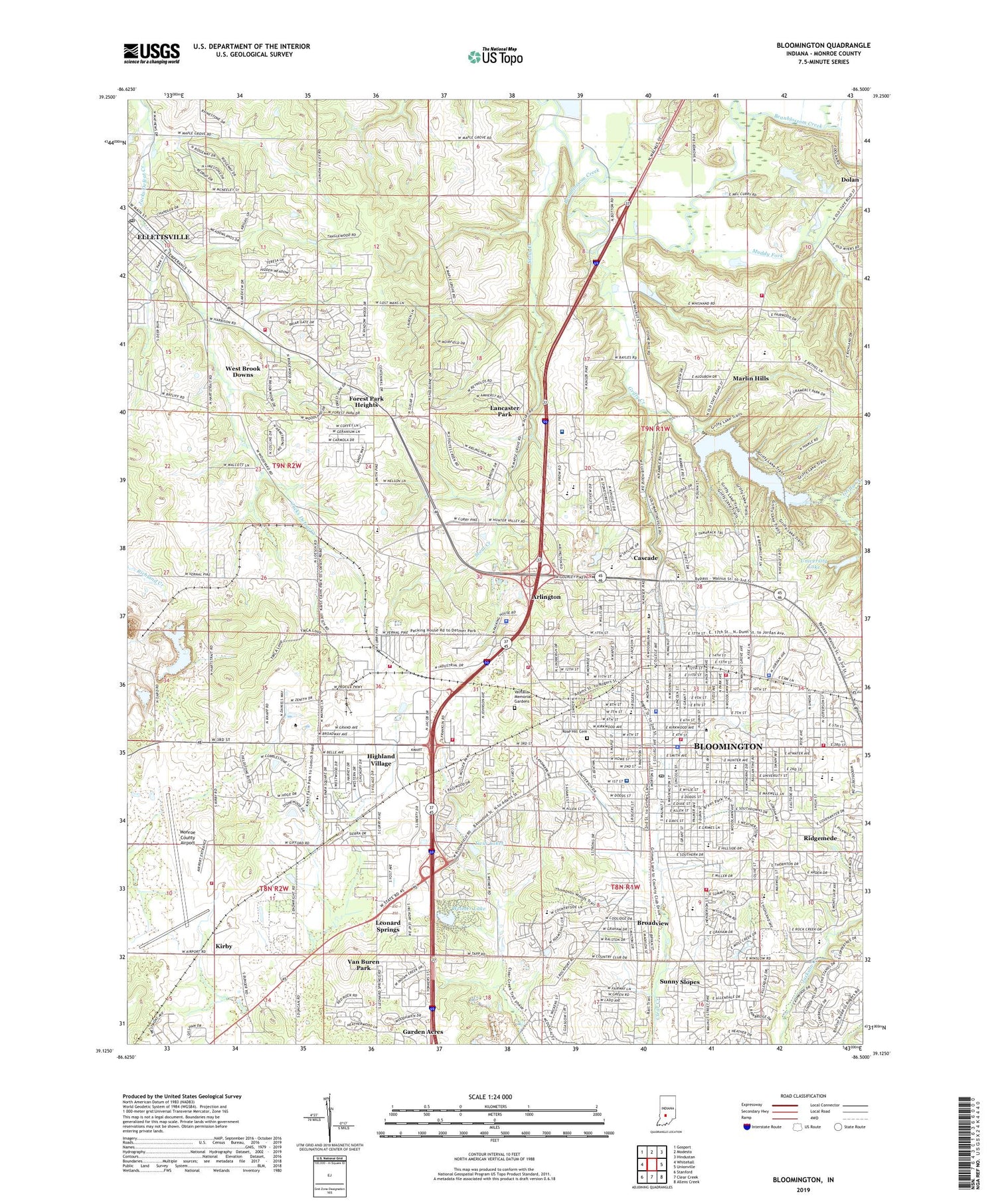 Bloomington Indiana US Topo Map Image