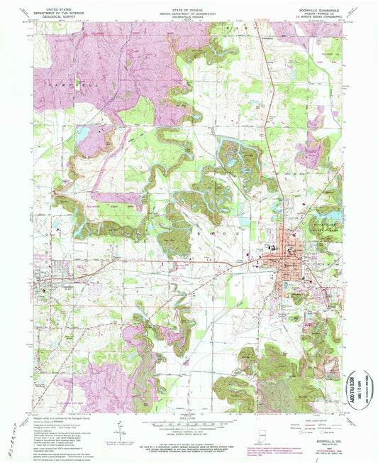 Classic USGS Boonville Indiana 7.5'x7.5' Topo Map Image