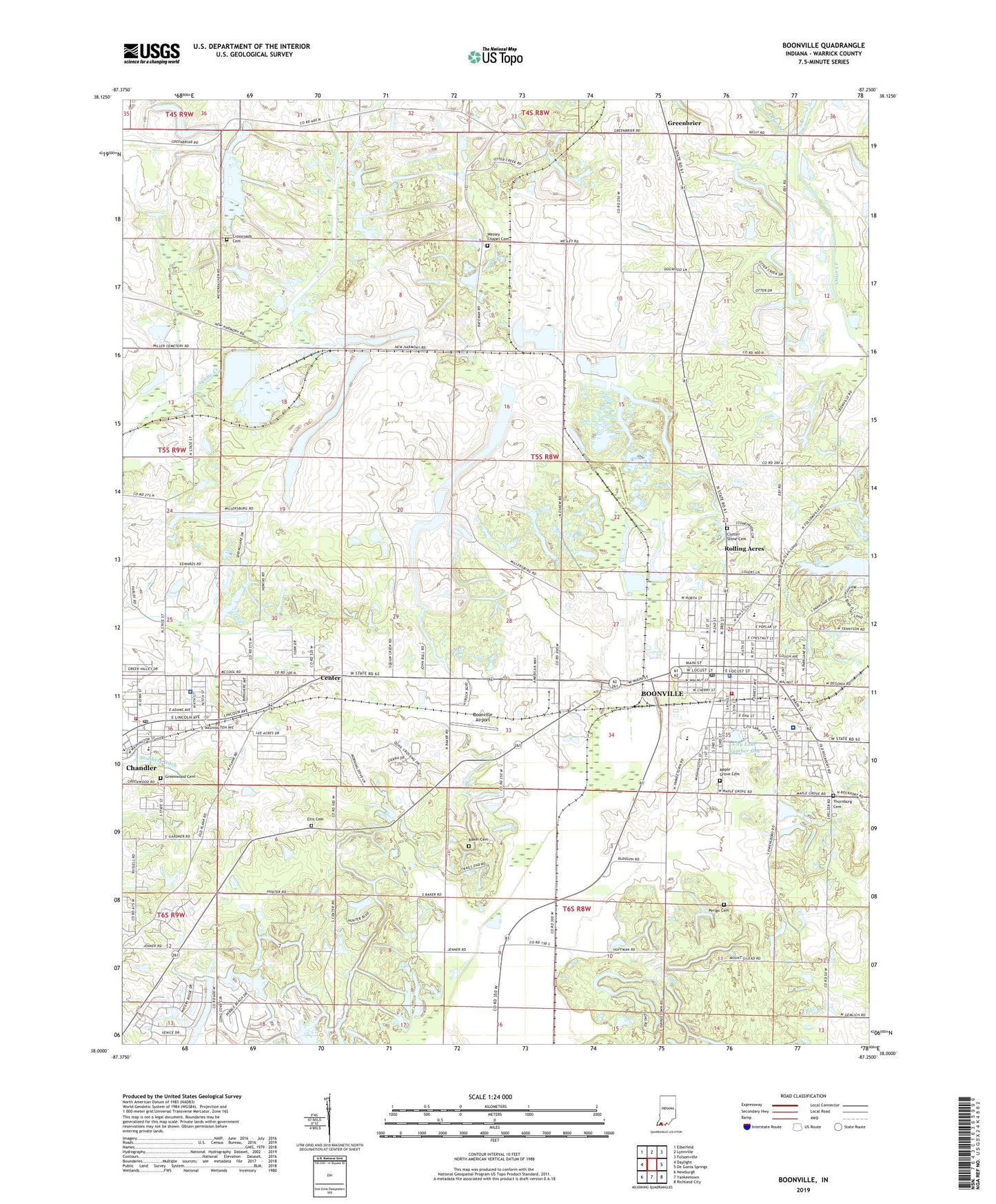 Boonville Indiana US Topo Map Image