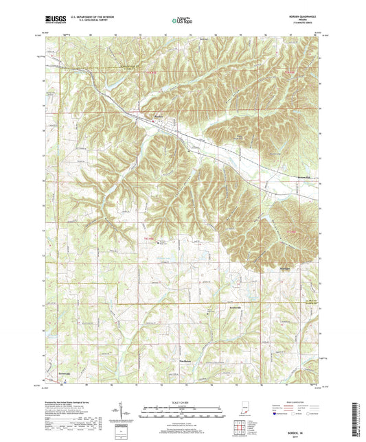 Borden Indiana US Topo Map Image