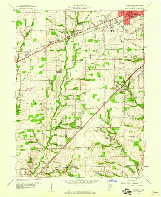 Classic USGS Bridgeport Indiana 7.5'x7.5' Topo Map Image