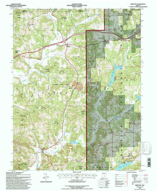 Classic USGS Bristow Indiana 7.5'x7.5' Topo Map Image