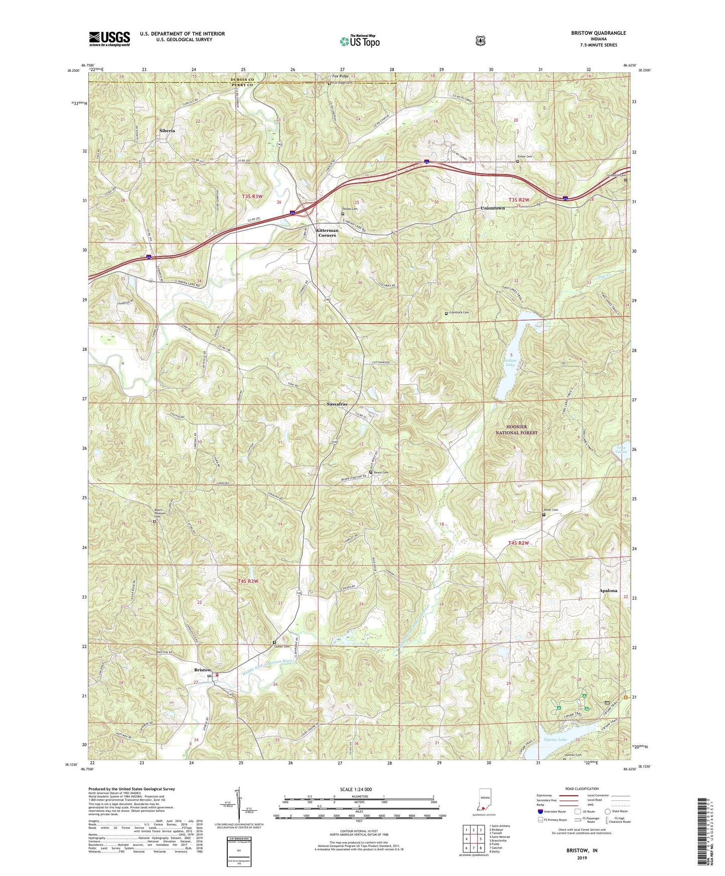 Bristow Indiana US Topo Map Image
