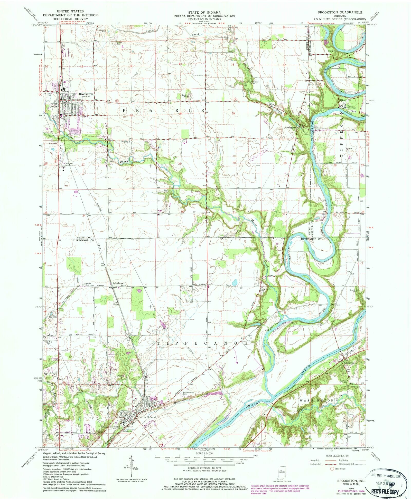 Classic USGS Brookston Indiana 7.5'x7.5' Topo Map MyTopo Map Store