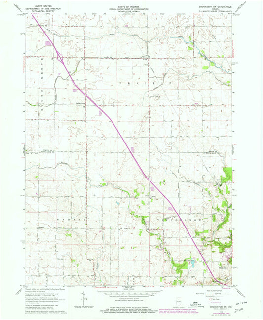 Classic USGS Brookston SW Indiana 7.5'x7.5' Topo Map Image