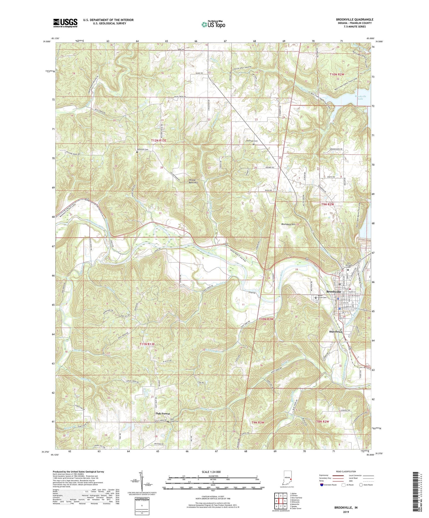 Brookville Indiana US Topo Map Image