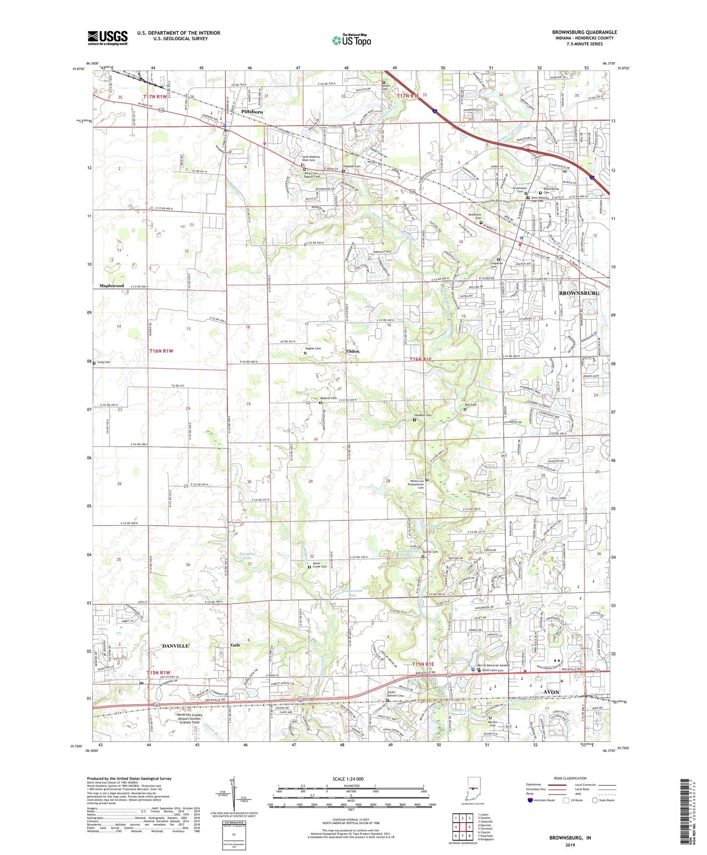 Brownsburg Indiana US Topo Map Image