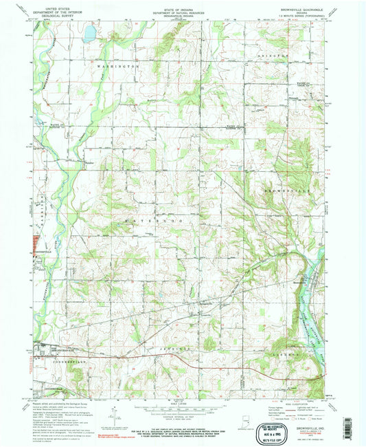 Classic USGS Brownsville Indiana 7.5'x7.5' Topo Map Image