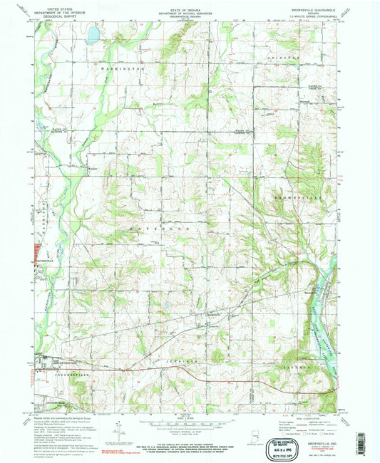 Classic USGS Brownsville Indiana 7.5'x7.5' Topo Map Image