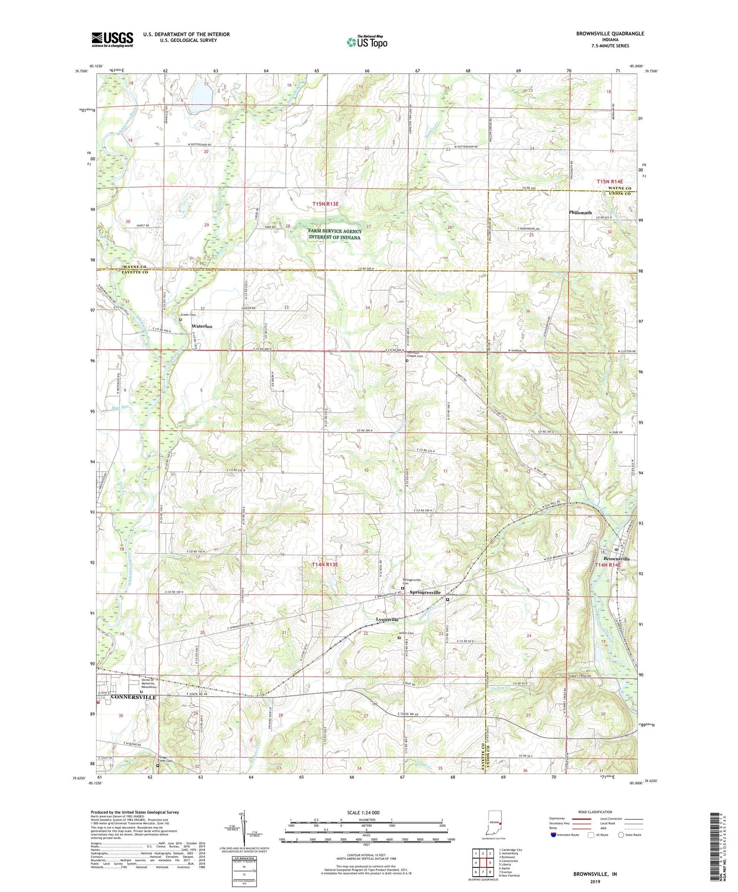 Brownsville Indiana US Topo Map Image
