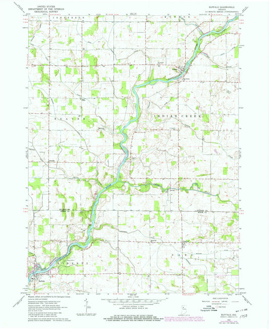 Classic USGS Buffalo Indiana 7.5'x7.5' Topo Map Image