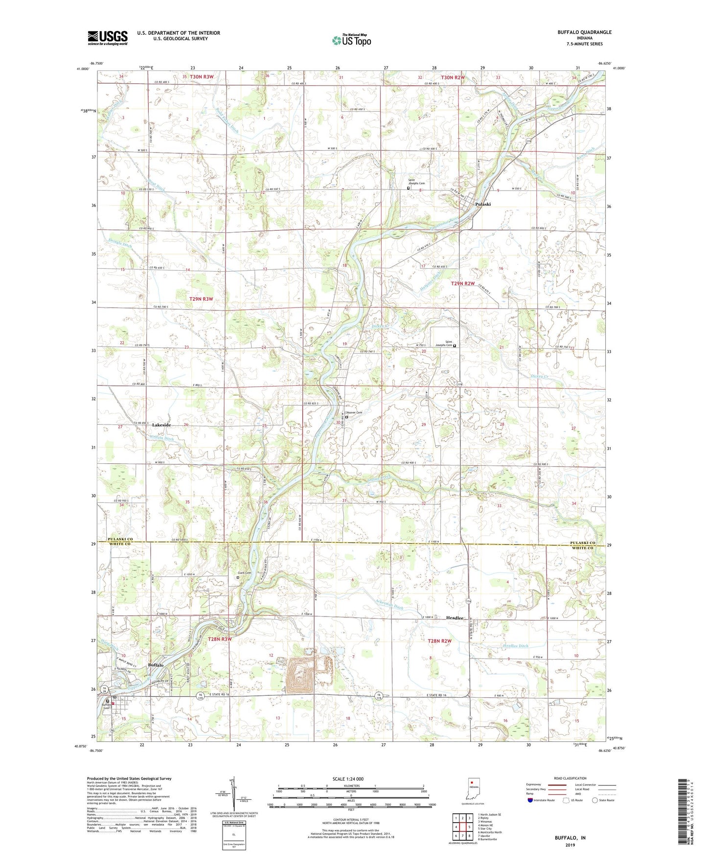 Buffalo Indiana US Topo Map Image