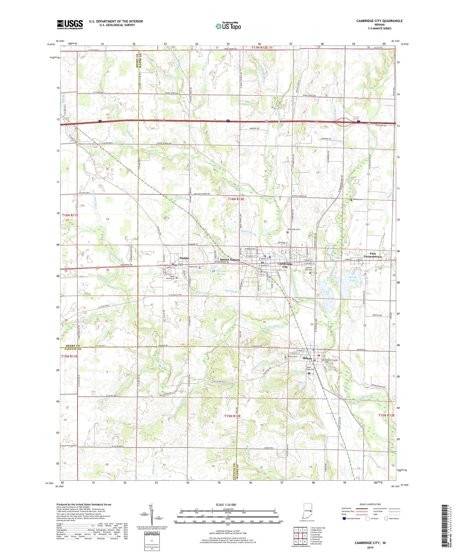 Cambridge City Indiana US Topo Map Image