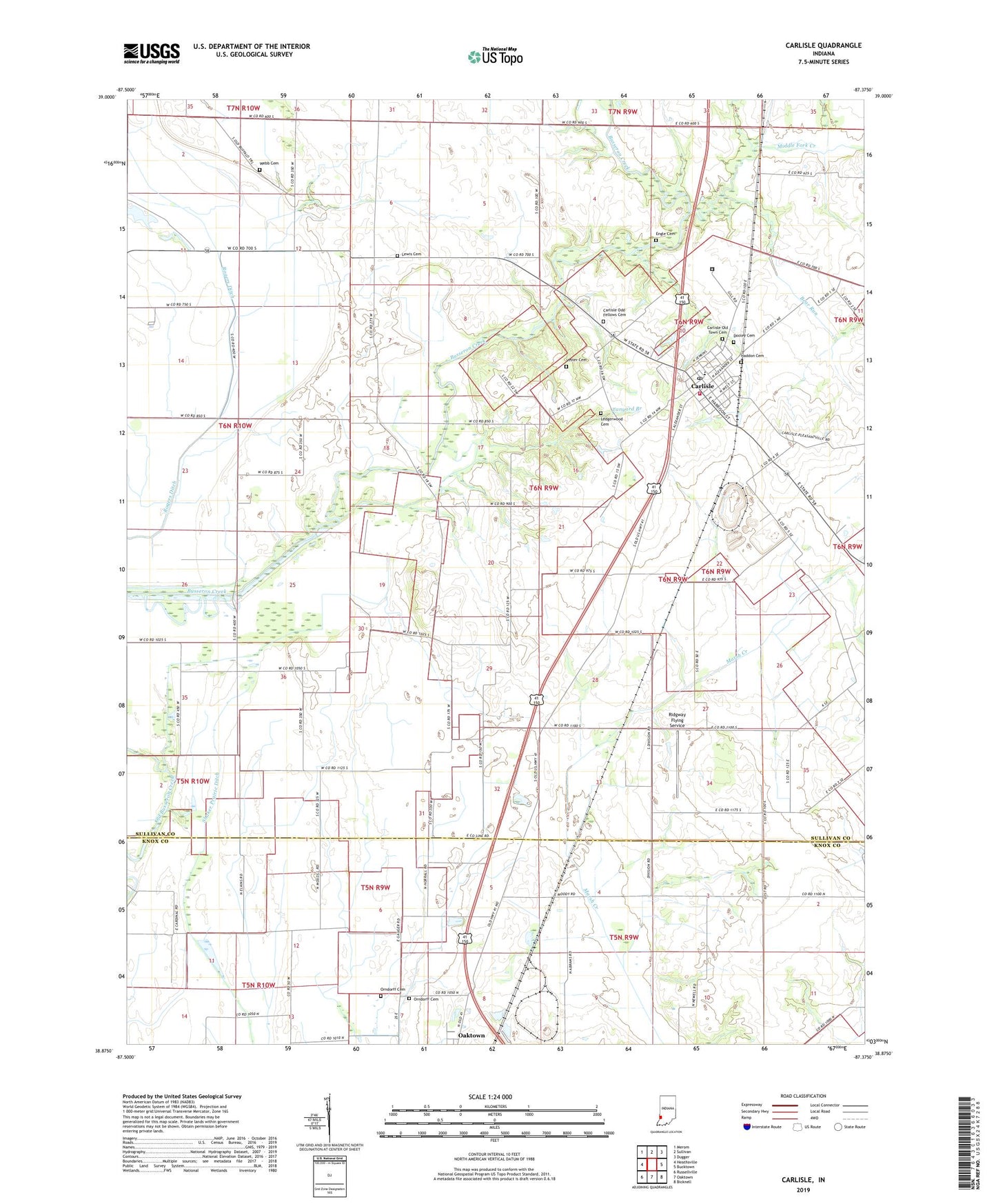 Carlisle Indiana US Topo Map Image