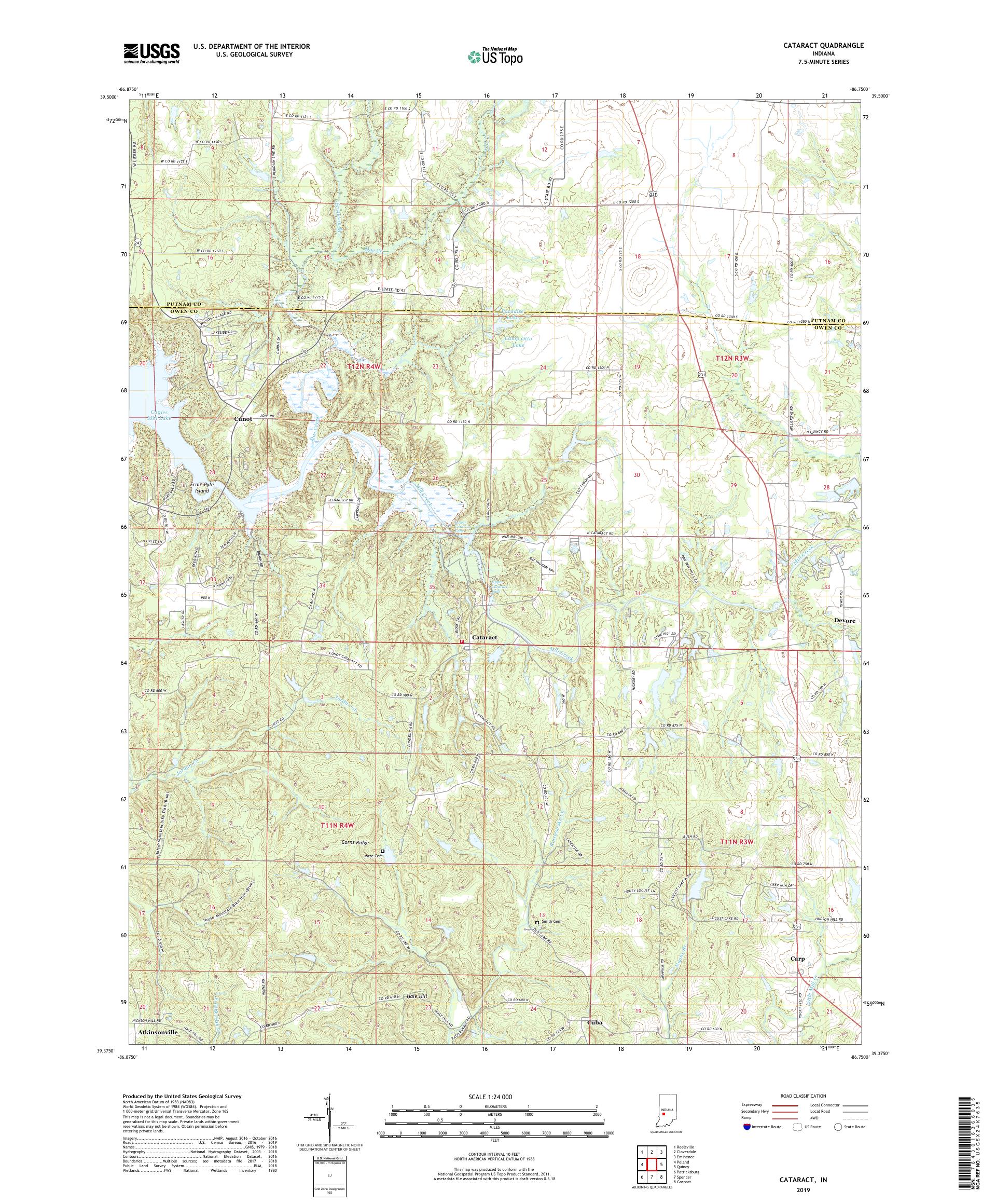 Cataract Indiana US Topo Map – MyTopo Map Store